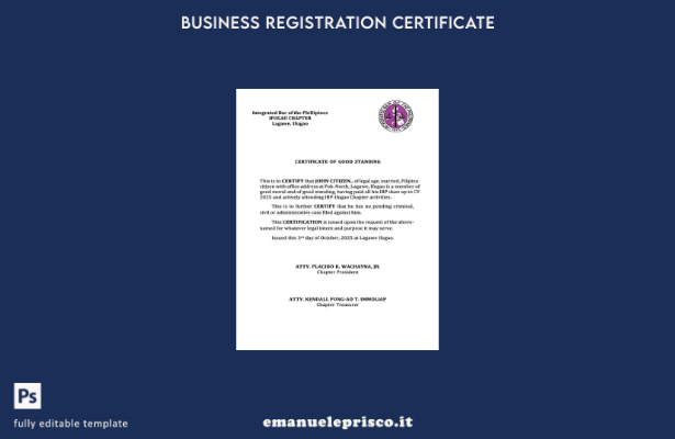 certificato di buona reputazione Filippine stile verificato Modello Word e PDF 4